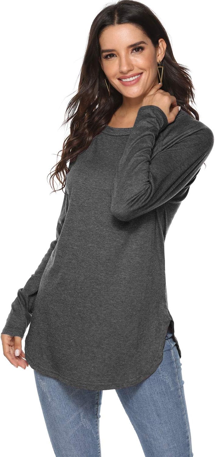 Newchoice Women's Casual Batwing Long Sleeve T Shirt Round Neck Basic Loose Tunic Tops - Image 2