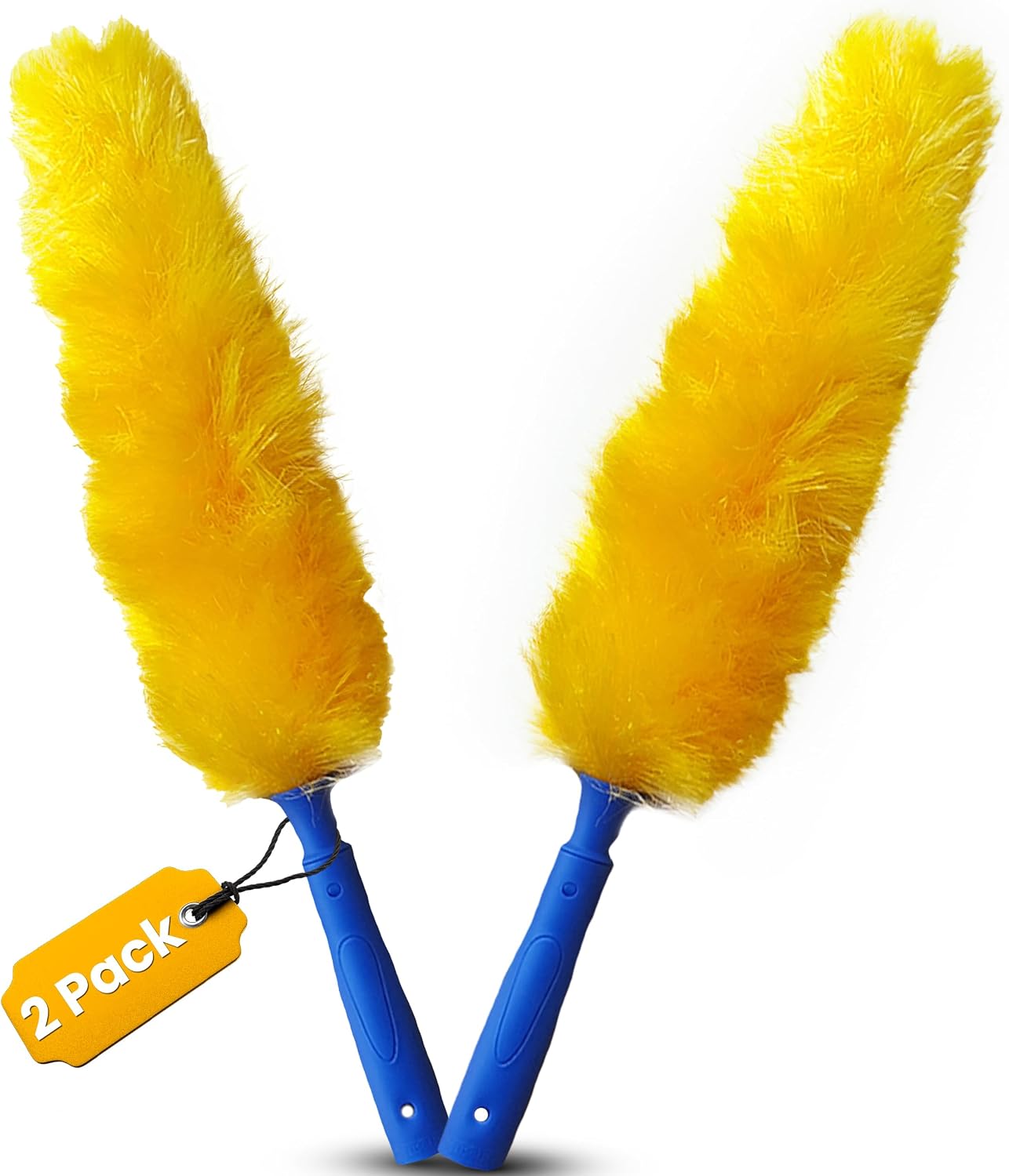 US Duster Company Static Duster - 23-inch Electrostatic Dusters - Long and Flexible Static Feather Duster - Soft Nylon Fibers - Long Duster for Home Cleaning - Attracts Dust Like a Magnet 2 Pack