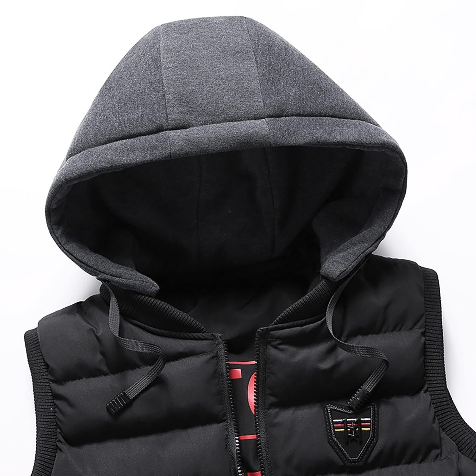 Ciepła Kamizelka Outdoorowa Męska Kamizelka Puchowa Zimowa Pikowana Kurtka Bez Rękawów Z Odpinanym Kapturem Bodywarmer