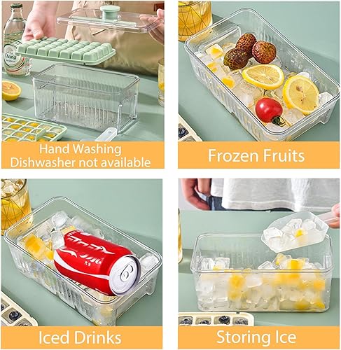 Miniatura 4 de J.Y.Memorize Mini bandejas para cubitos de hielo para congelador, bandeja para cubitos de hielo con tapa y contenedor, paquete de 2 56 moldes