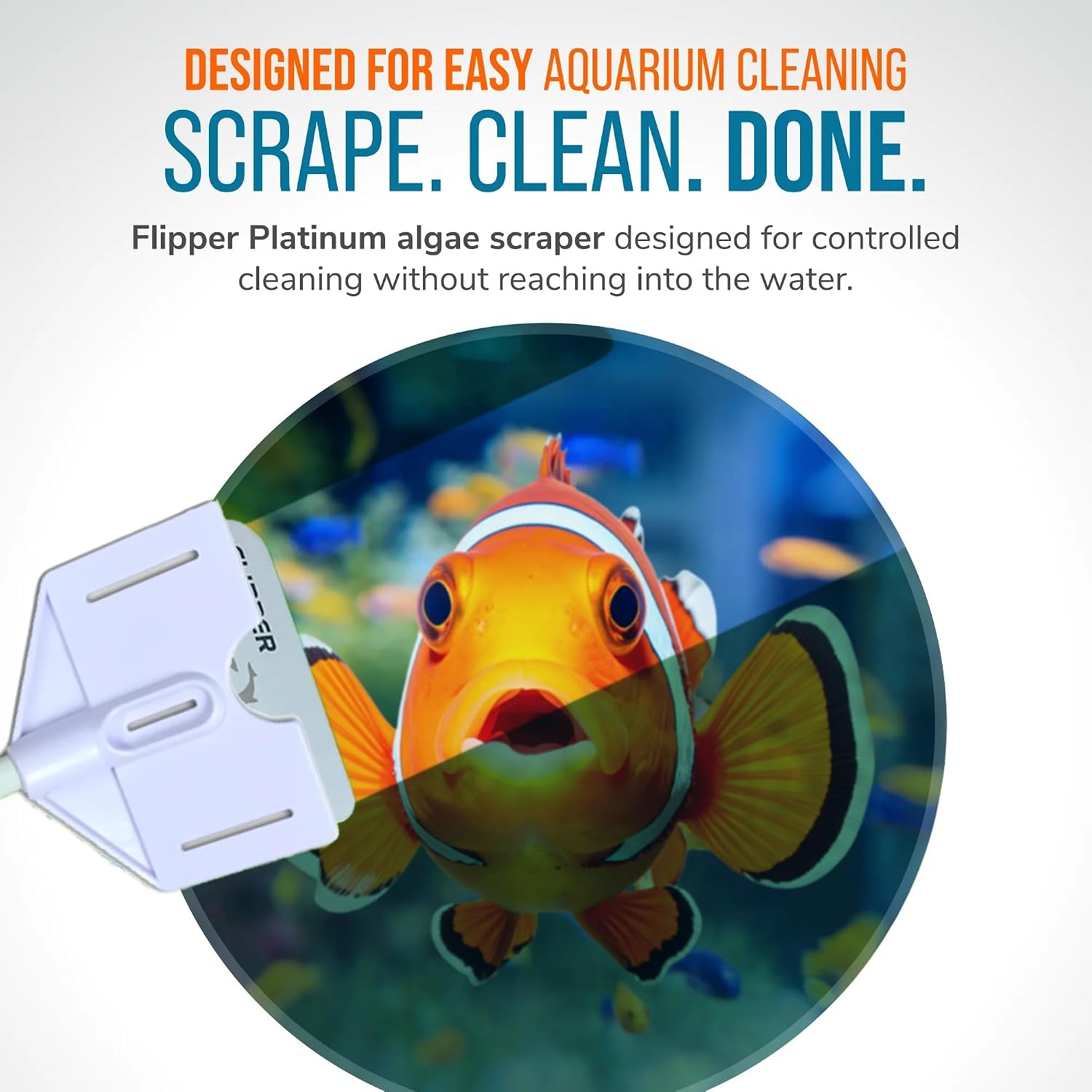 FLIPPER Platinum Hand Algae Scraper – Aquarium Glass and Acrylic Cleaner with Precision Scraper Design, Fish Tank Cleaning Tool for Freshwater & Saltwater Aquariums (28” Rigid Shaft) image 2