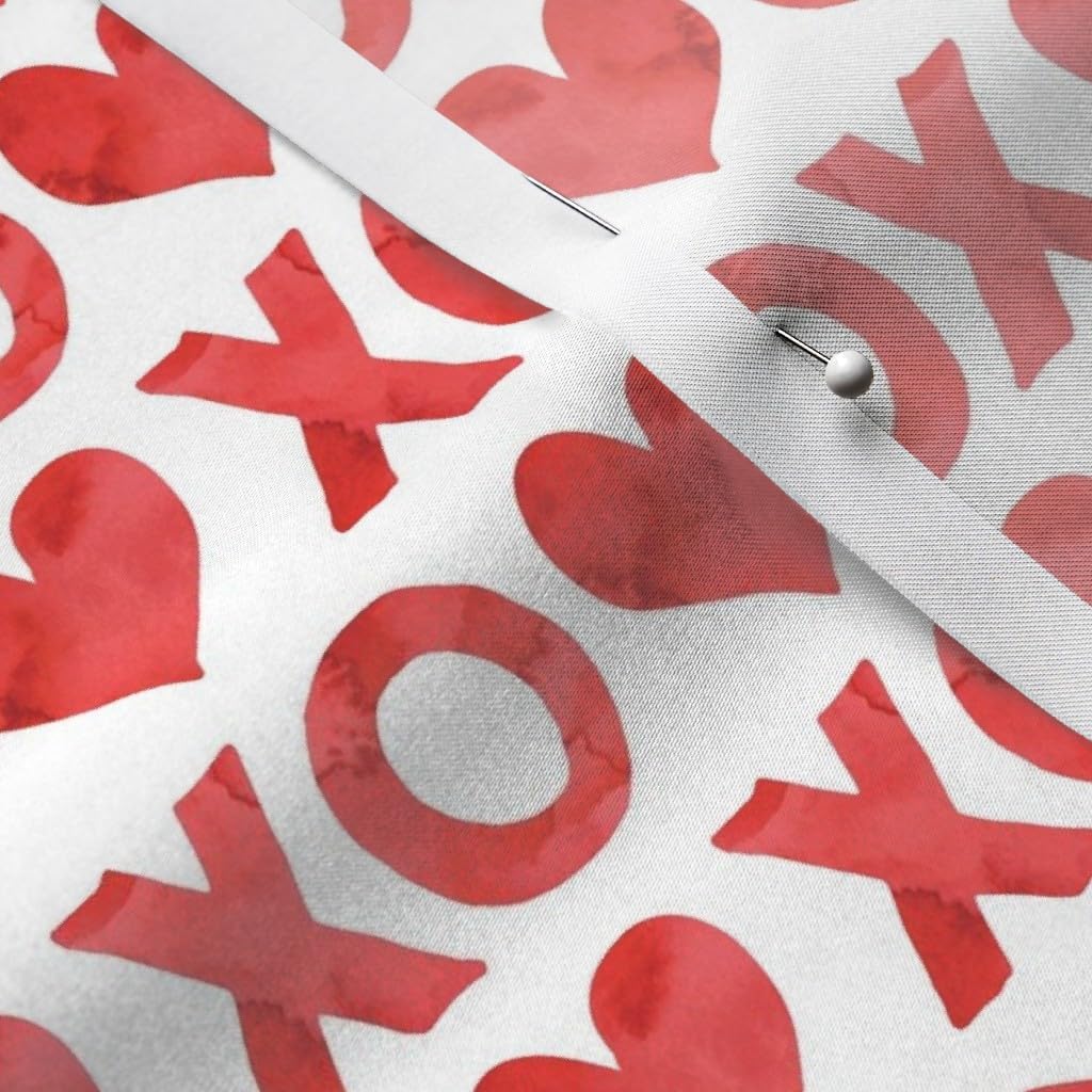Spoonflower Fabric - Watercolor Red White Valentines Love Heart Printed on Satin Fabric by The Yard - Sewing Lining Apparel Fashion Blankets Decor