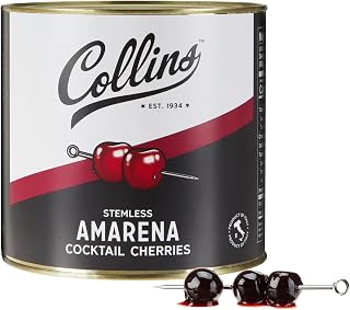 Collins Amarena Cherries - Garnish, Cocktails, Desserts, Gluten Free and Vegan Italian Sweet Tart Sour Cherry, Perfect for Bars, Restaurant, Food Service, Bakery, Pastry Shop, 7 lb (3.18 kg) Set of 1