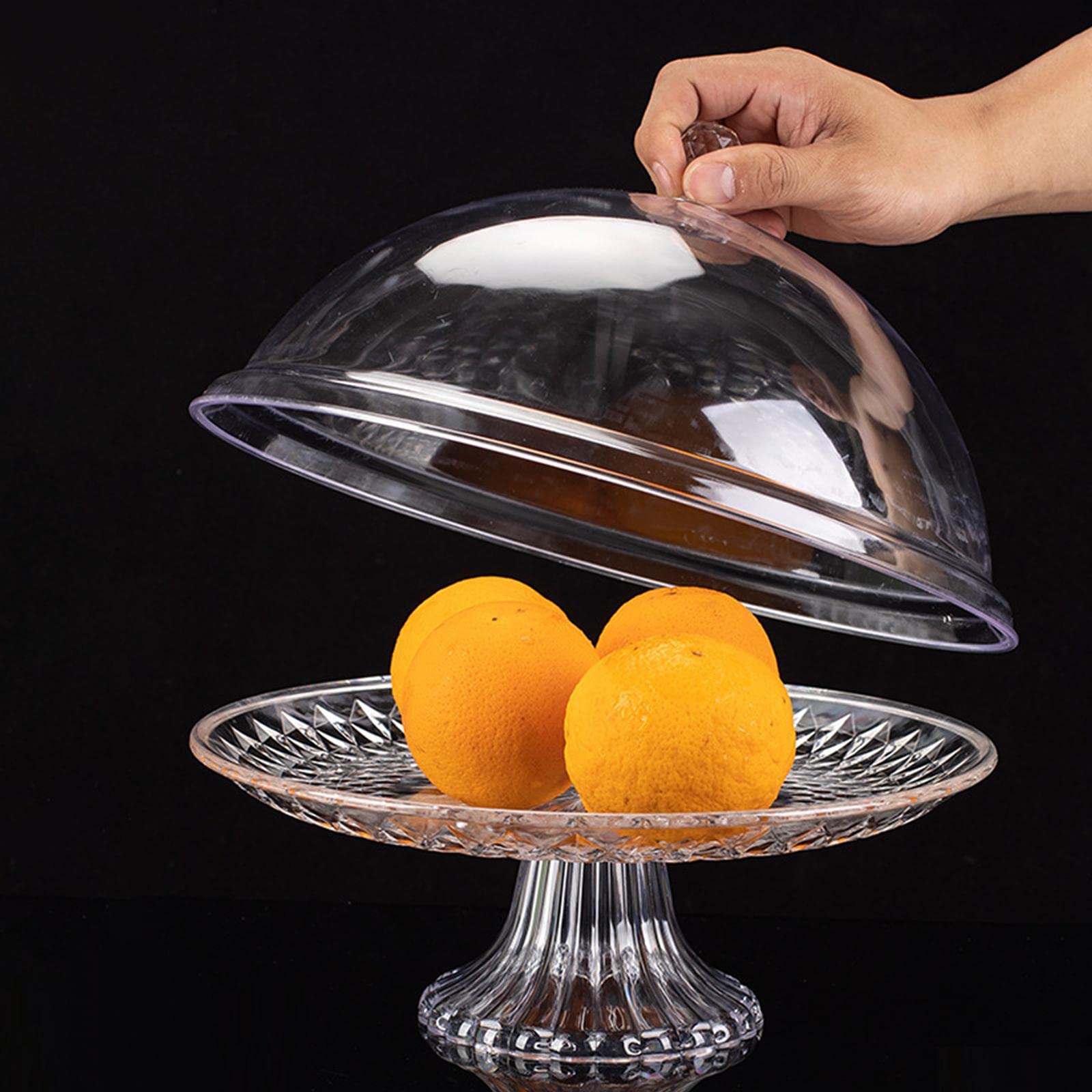 Kuchenplatte mit Haube Obstservierschale Deckel Dessert Tablett PVC Beständig Klar für Geburtstagsfeier Gästebewirtung, 14 Zoll, 14 Zoll
