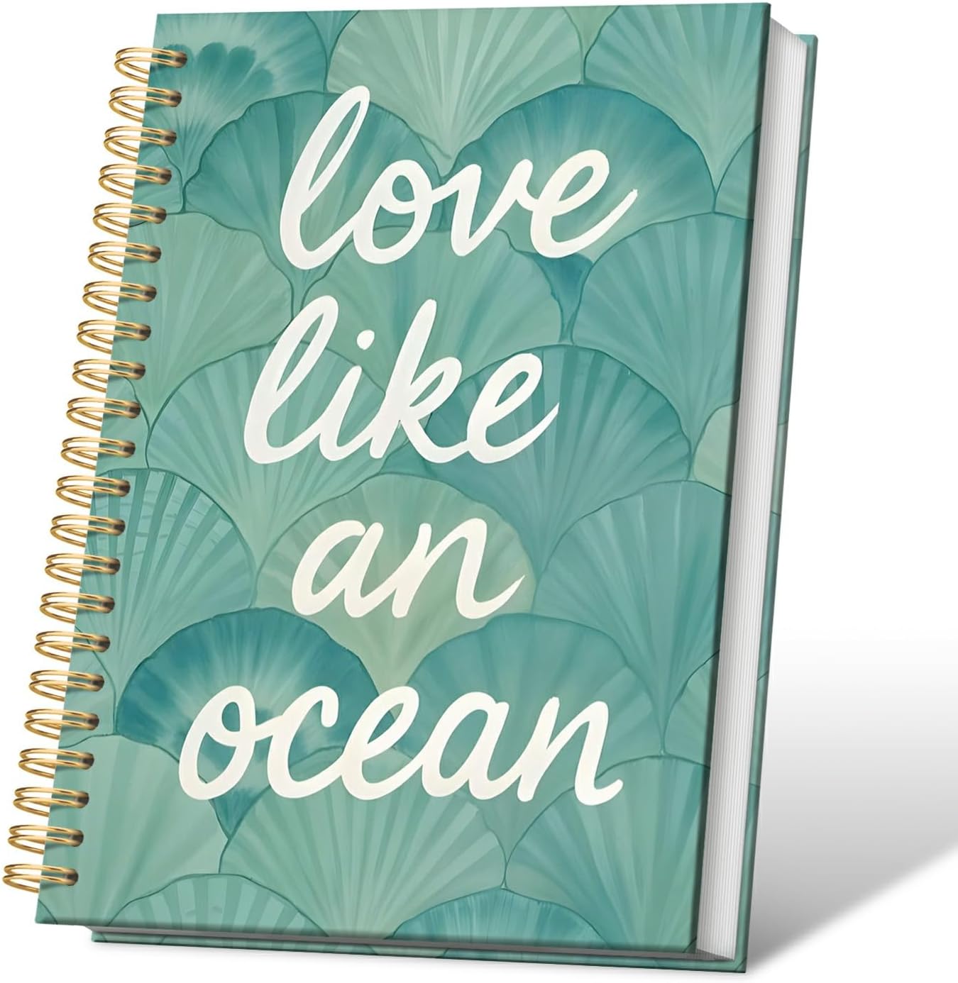 VONTP Green Ocean Beach Spiral Notebook, Green Seashell Coastal Beach Journal, Gifts for Ocean Lovers Women, Beachy College Ruled Notebook Journal for Writing, 5.5x8.3