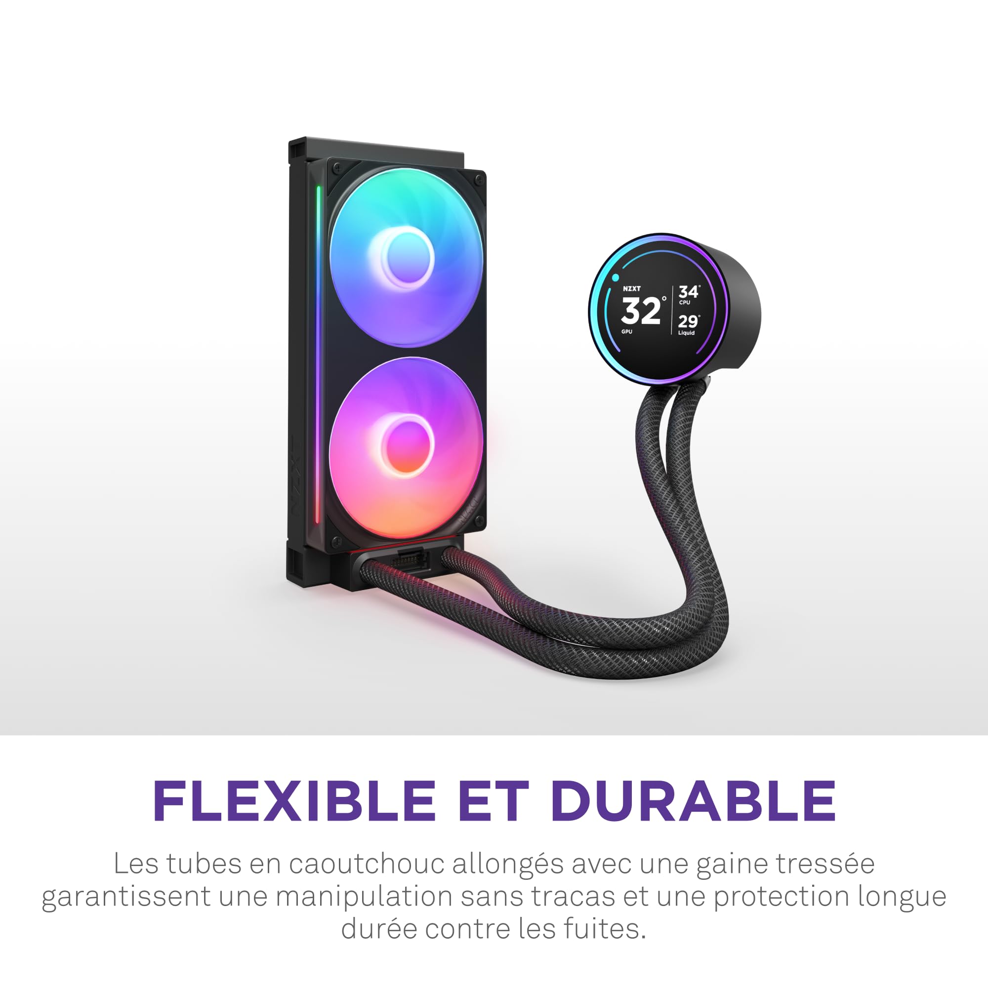 NZXT Kraken Elite 240 RGB - Refroidisseur CPU AIO 240mm, LCD - Noir