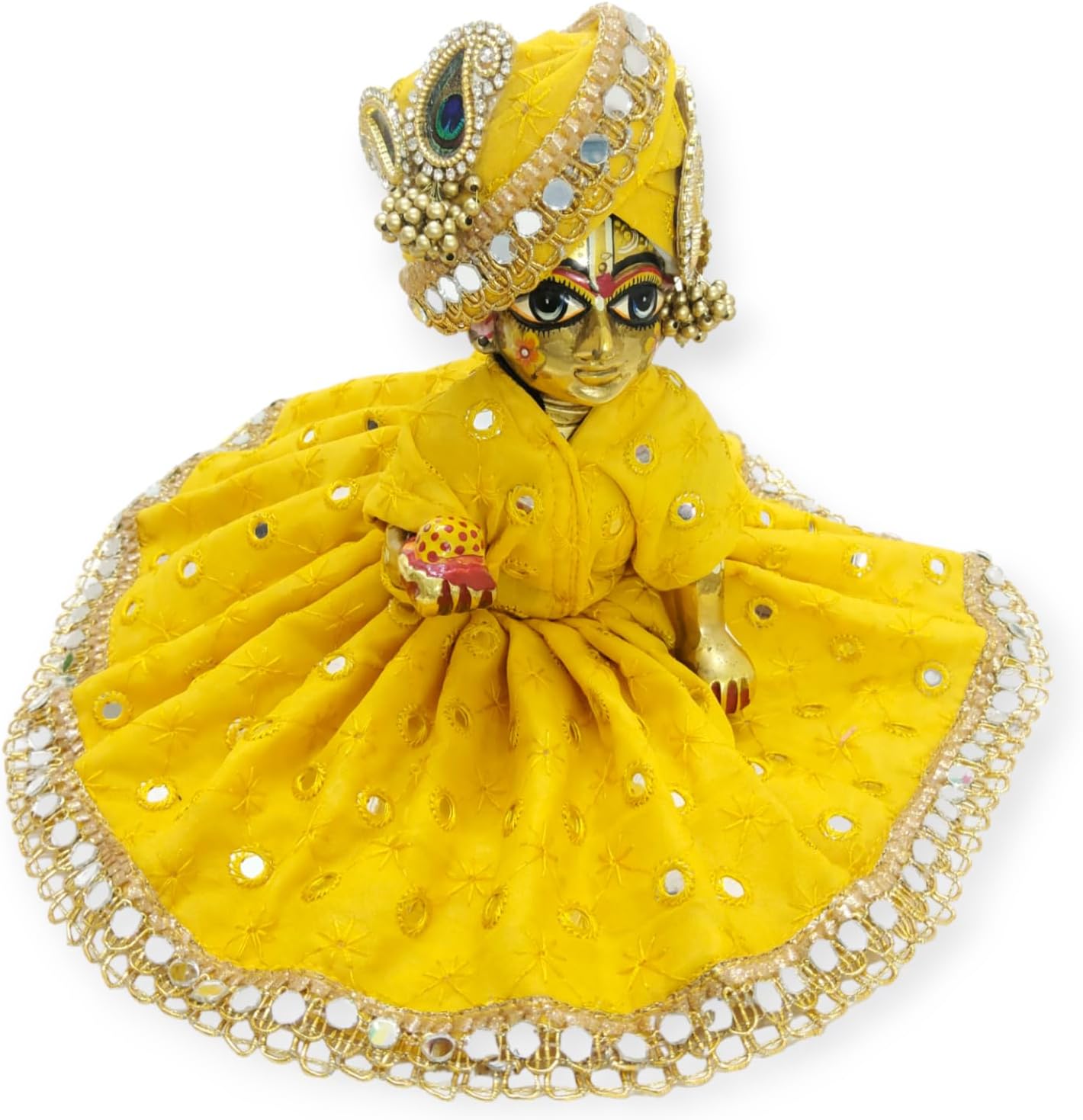 Laddu Gopal Fancy Dress, Mirror Work Dress with Pagdi, Summer Dress Size (0)