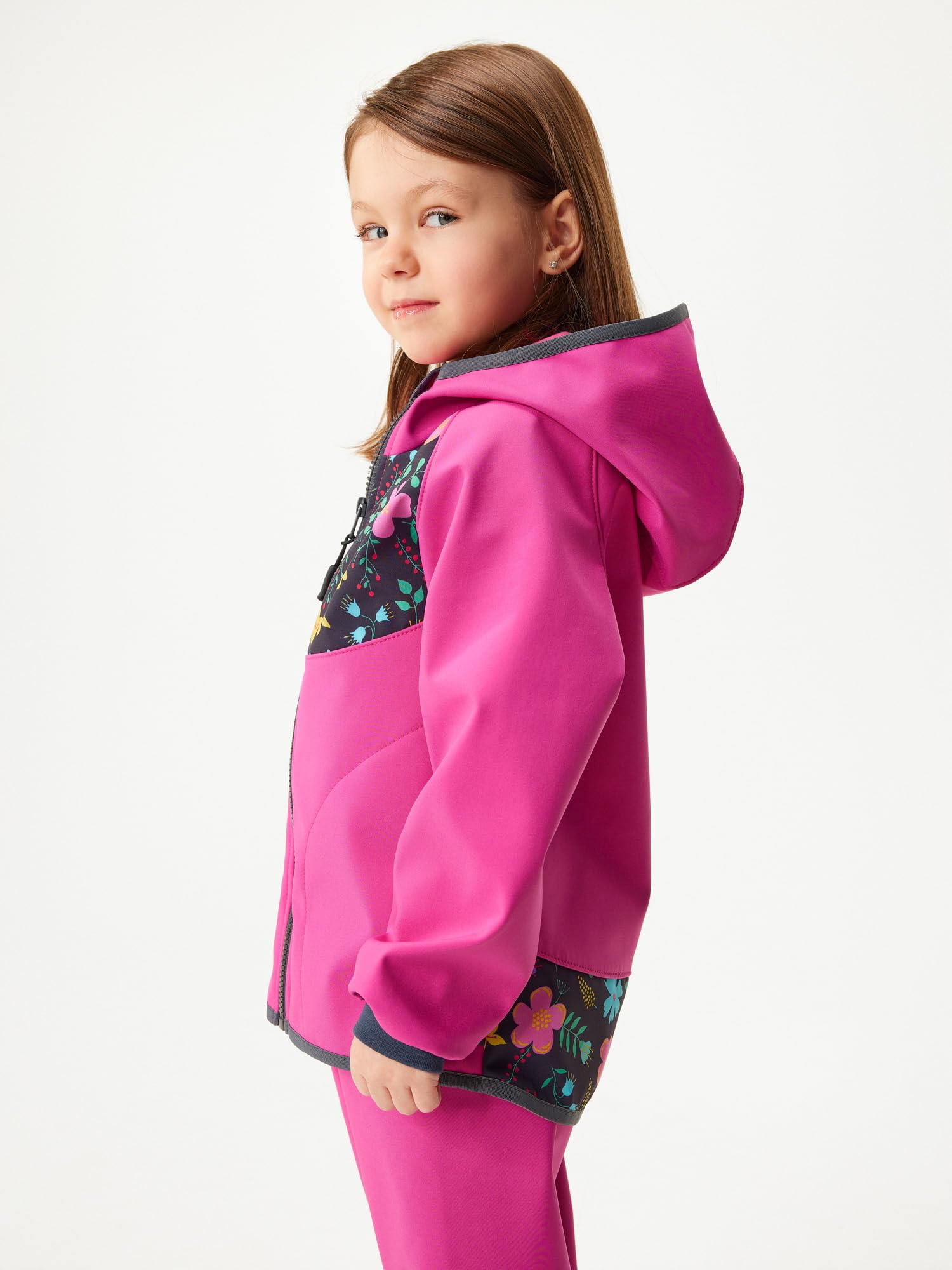 Dziecięca kurtka softshell z podszewką polarową i kapturem, wodoodporna i wiatroszczelna kurtka funkcyjna na zamek błyskawiczny, oddychająca kurtka dziecięca BASIC