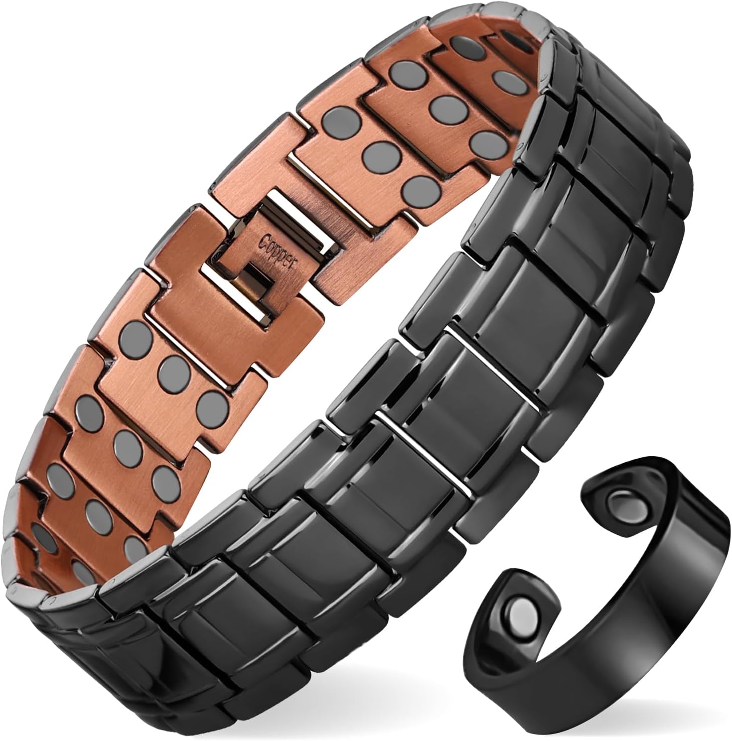 MagEnergy Copper Bracelet for Men, 3X Strength Magnetic Bracelet, 99.99% Pure Copper Jewelry Gift with Sizing Tool