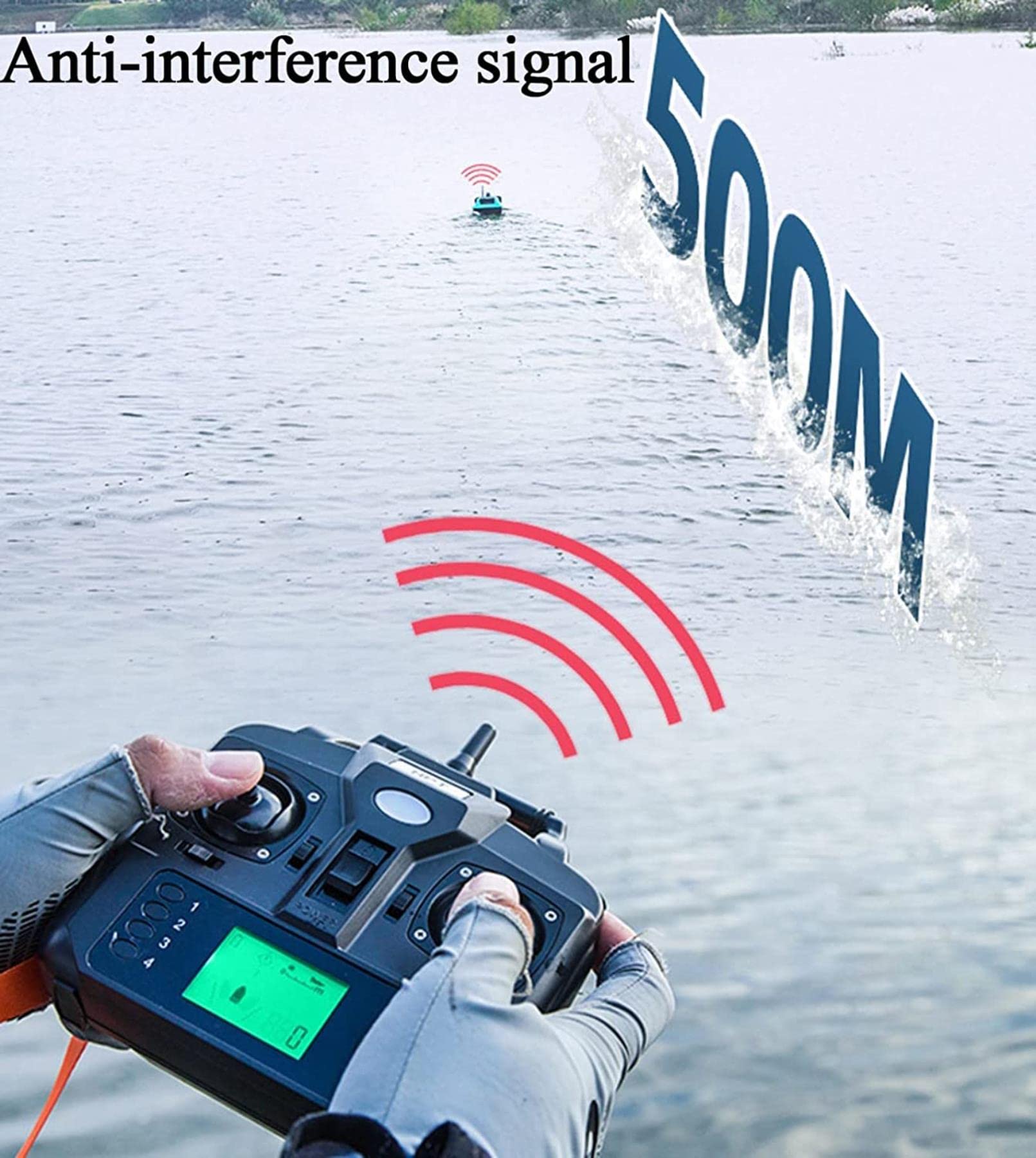 Barcos Cebador Inteligente, Carpfishing GPS, RC Barco Cebo Teledirigido de Pesca con Motores Duales y Batería de 12000 mAh, Establecer 16 Puntos de Anclaje, Retorno Automático (home)