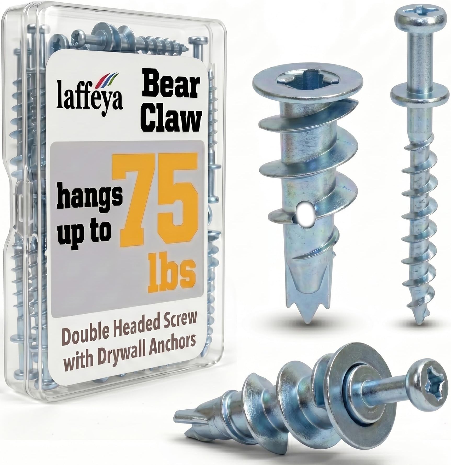 Bear Claw Double Headed Screw & #8 Self Drilling Drywall Anchor, 25