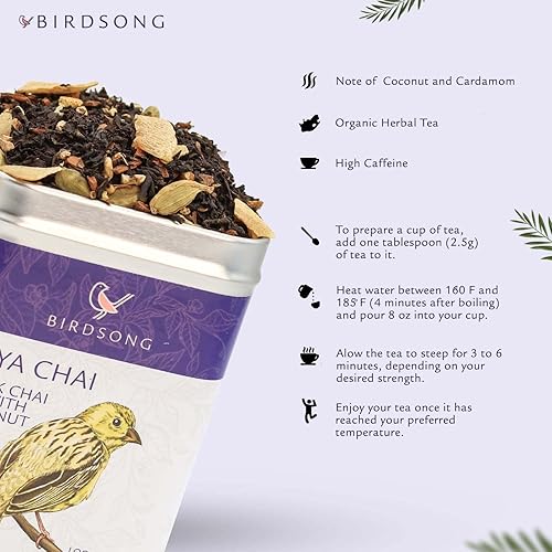 Vista 57 de Birdsong Rufous Pekoe - Té orgánico de Pekoe naranja de las Indias Orientales con malta, especias y notas de madera, té negro con cafeína dulce 100%