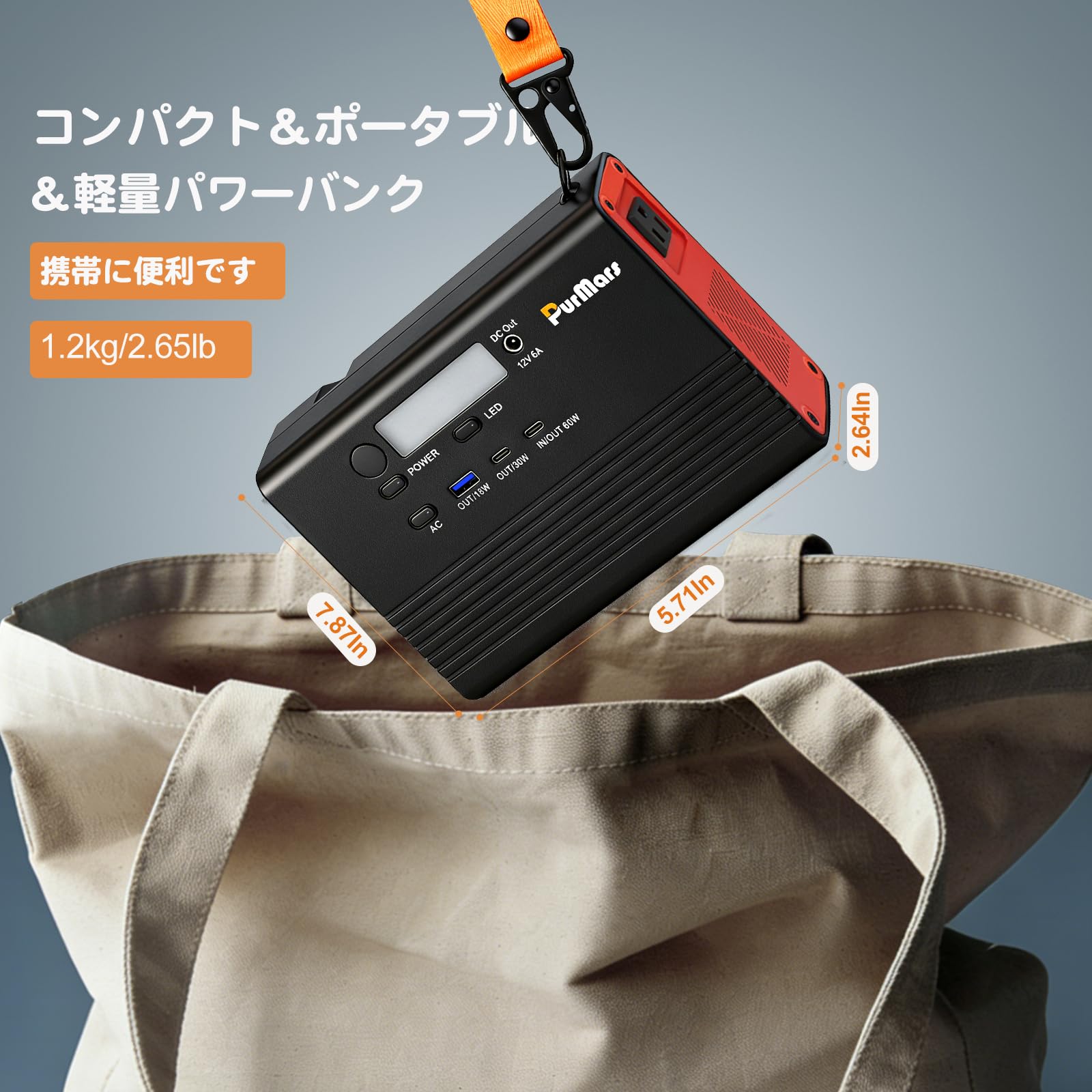 Amazon.co.jp: Purmarsポータブル電源ステーション、28800mAh/92Wh