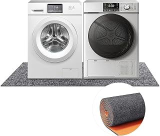63 X 36 in One-Piece Rubber Mat for Washing Machine and Dryer/Appliances | Under Washing Machine Mat,Polyester Fiber Laundry Mat with Rubber Backing , Non-Slip Shock Absorbing Trimable (Light Gray)