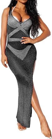Sexy Swimwear Cover Ups for Women Summer Vacation Scoop Neck Crochet Bikini Swimsuit Split Bathing Suit