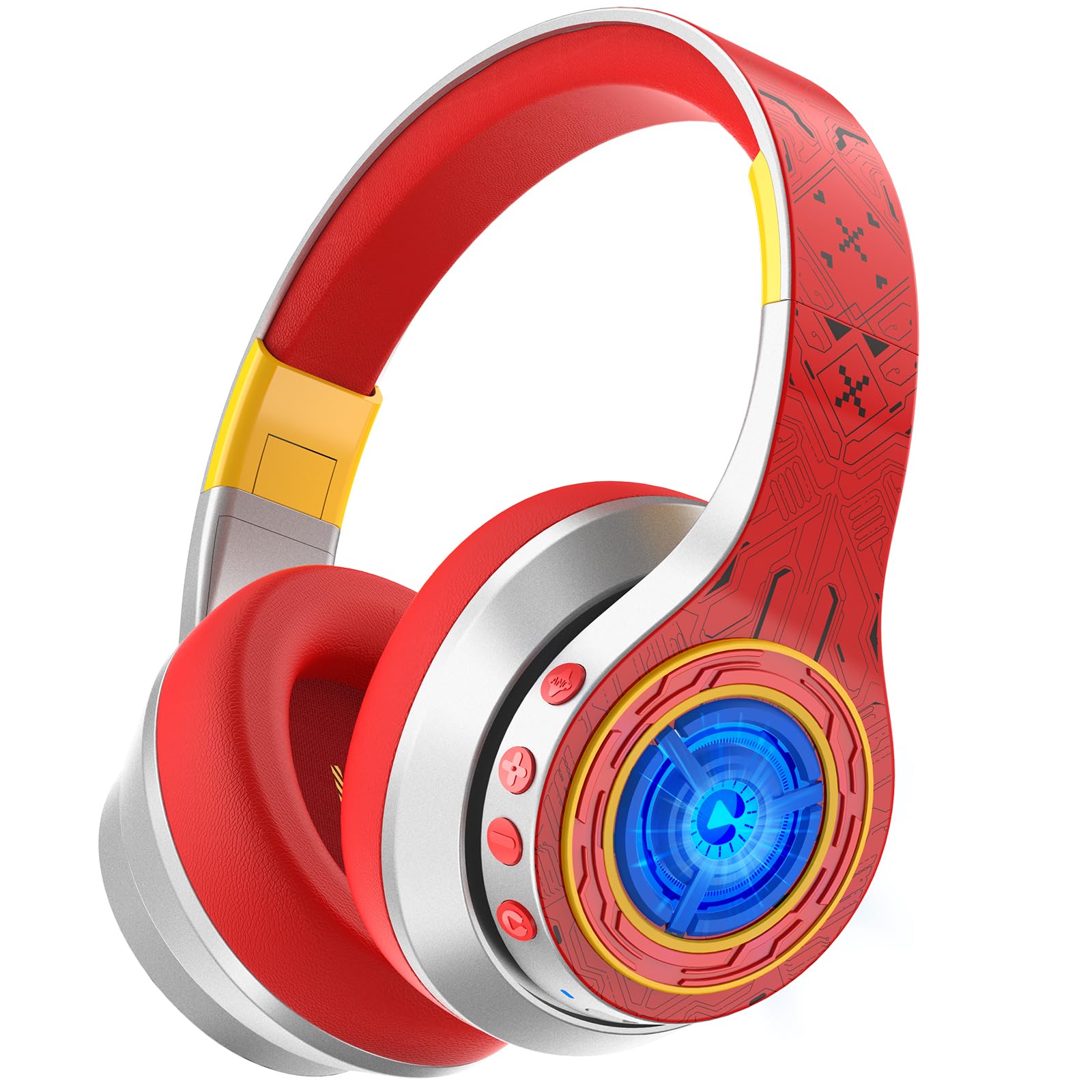 iClever Noise Cancelling Bluetooth Kopfhörer Kinder, LED-Beleuchtung, Bluetooth 6.0, Type-C-Schnellaufladung, 80dBA Sichere Lautstärke, 47 Stunden Spielzeit, Kopfhörer Kinder für Reisen iPad Tablet