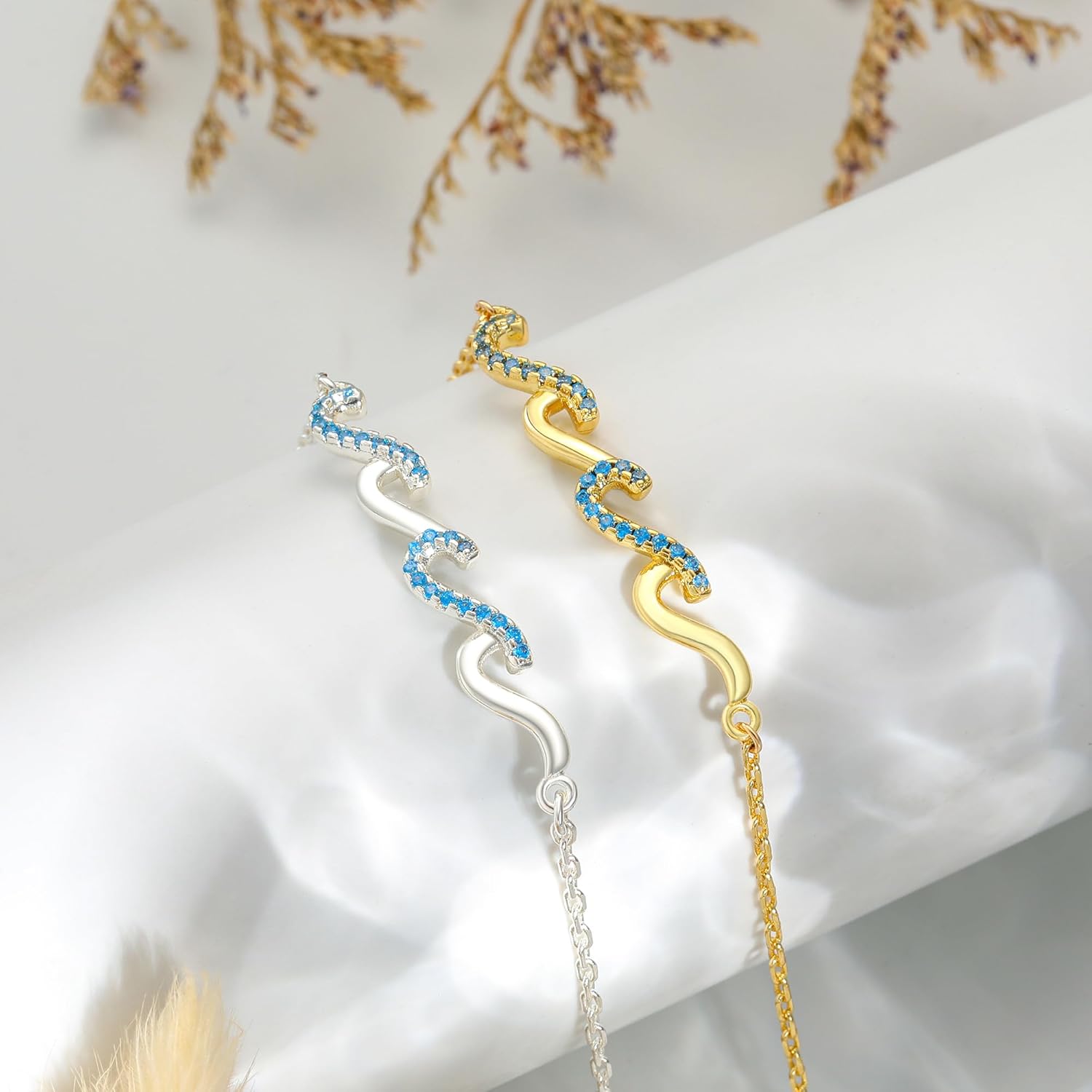 Wave Bracelets for Women - Valentines Day Gifts for Her, Jewelry Gift for Bestie, Sister, Mom, Daughter, Wife, Girlfriend, Grandma, Aunt | 21st 30th 40th 50th 60th 70th Birthday Gifts for Women - Image 8