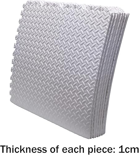 Vista 19 de HTTMT - Alfombra blanca 4 x (16 pies cuadrados) para gimnasio, 24 x 24 pulgadas, espuma EVA, ejercicio entrelazado, rompecabezas de fitness, tapete