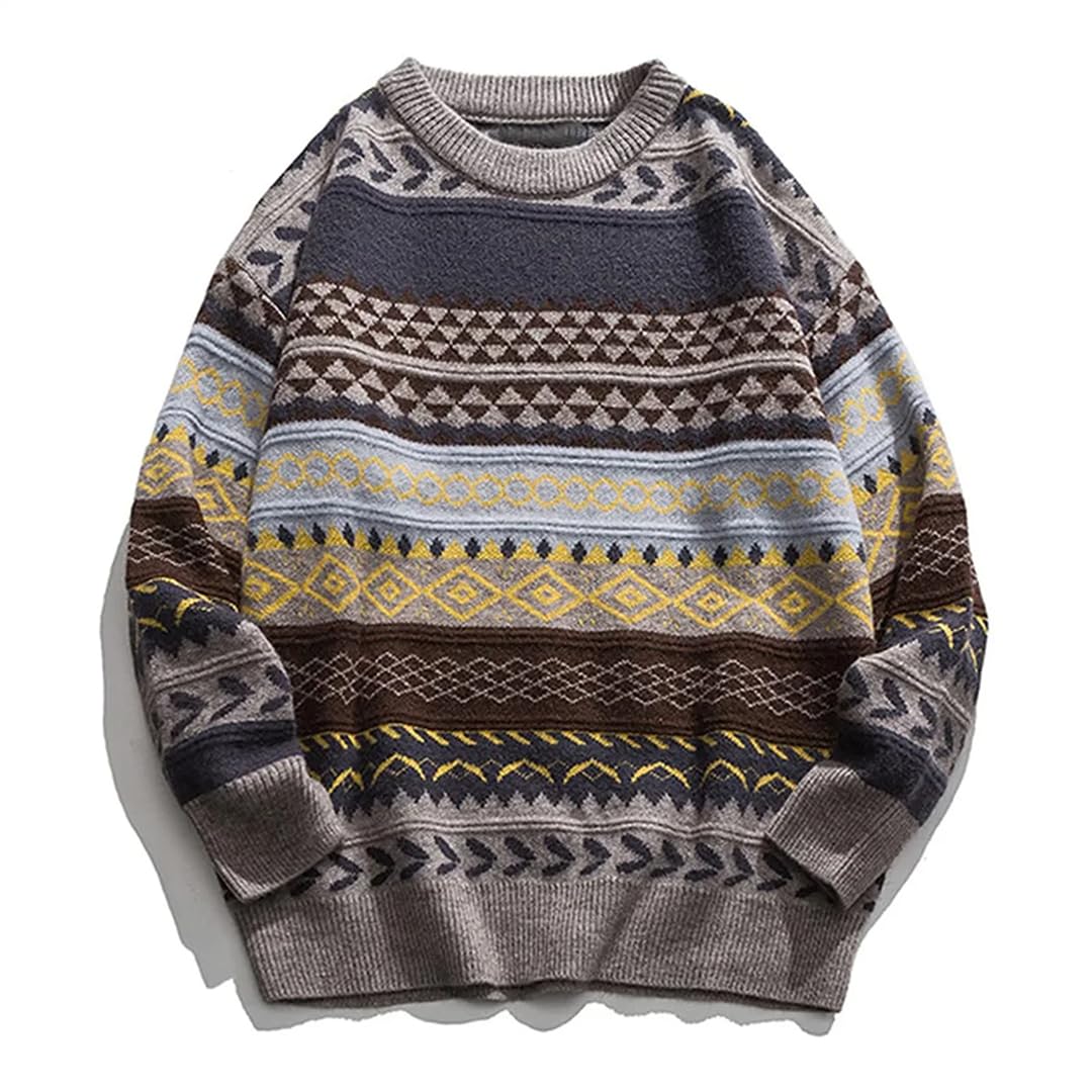 Maglione natalizio da uomo con scollo rotondo casual a righe maglione maglione caldo ispessito