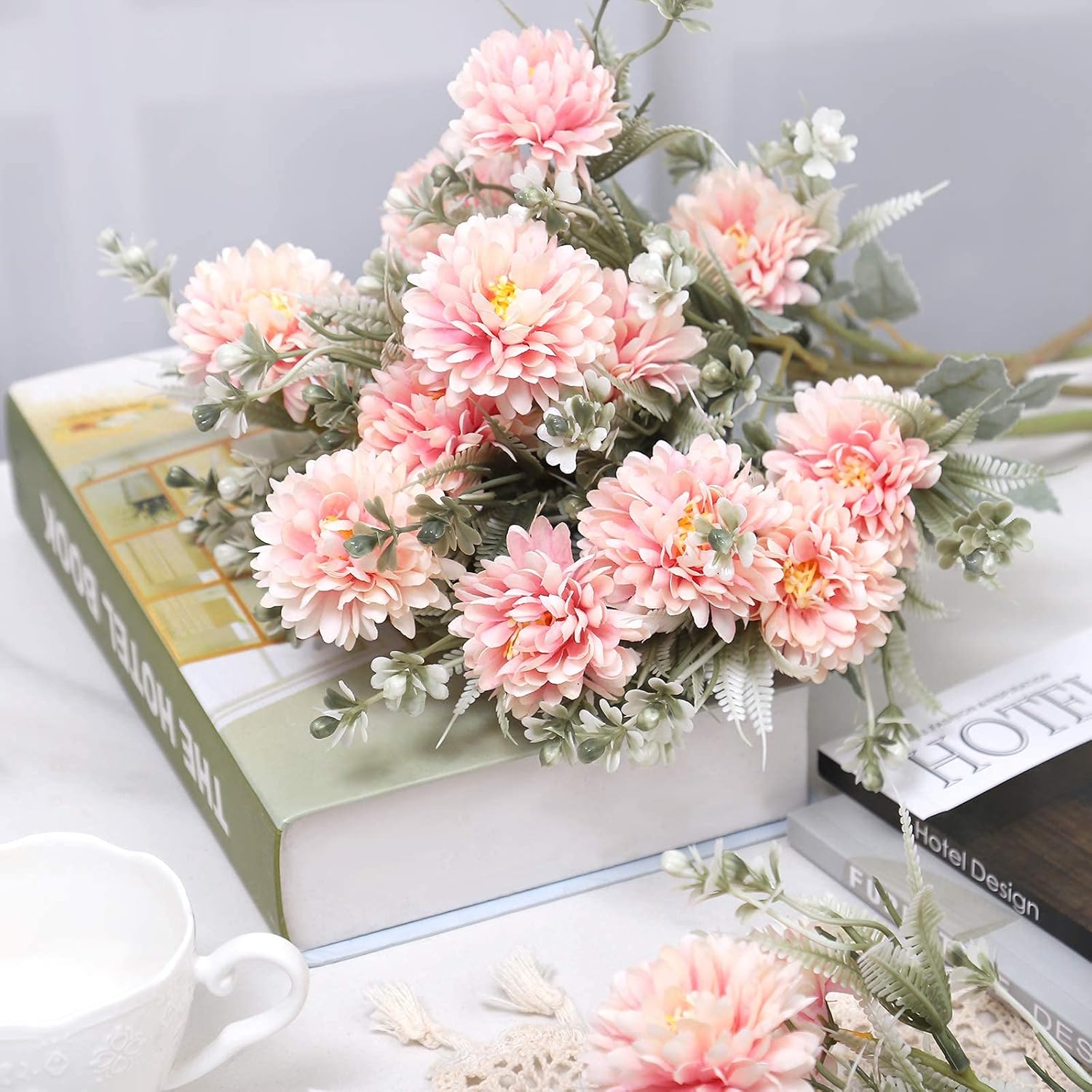 Buy The Bloom Times 6 Bundles Silk Flowers Artificial For Decoration Fake Chrysanthemum Ball Bouquet Faux Hydrangea Arrangements For Home Wedding Table Centerpieces Indoor Decor In Bulk Wholesale Pink Online In Taiwan