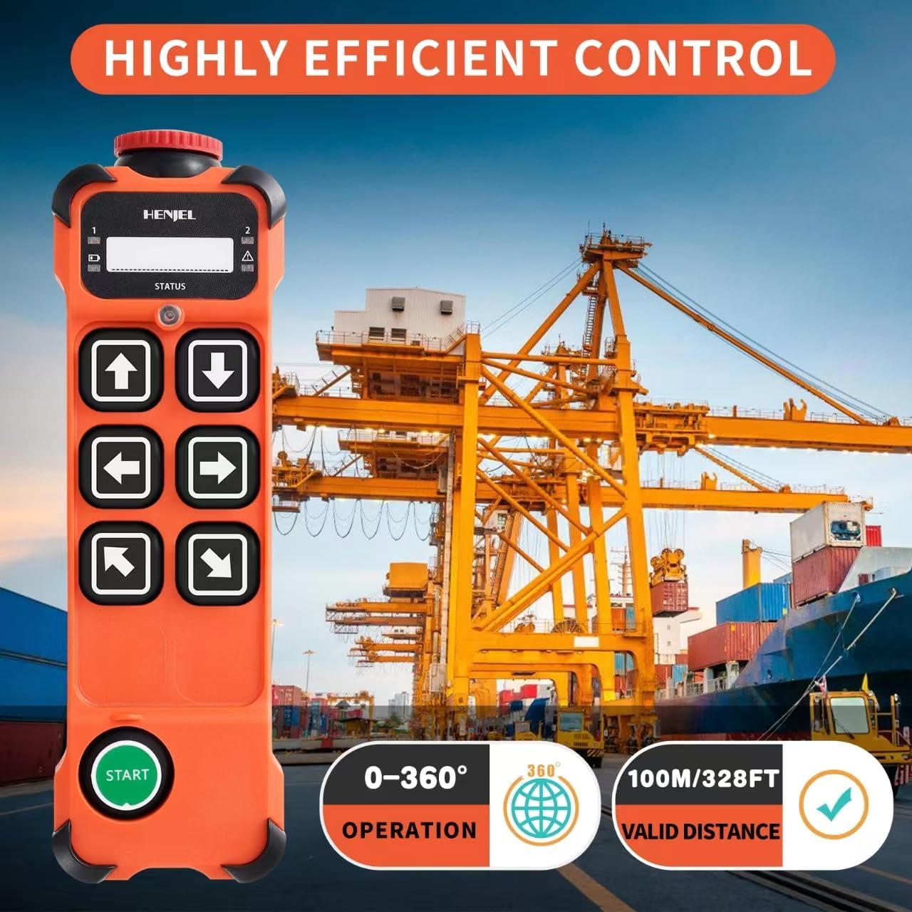Crane Wireless Remote Control Industrial Hoist Overhead Bridge Crane Controller 6 Channel Button Transmitter and 12V 24V 36V Receiver