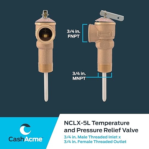 Miniatura 5 de Cash Acme Válvula de alivio de temperatura y presión NCLX-5L de 34 pulgadas, empuje para conectar accesorios de plomería de latón, cobre, tubo de