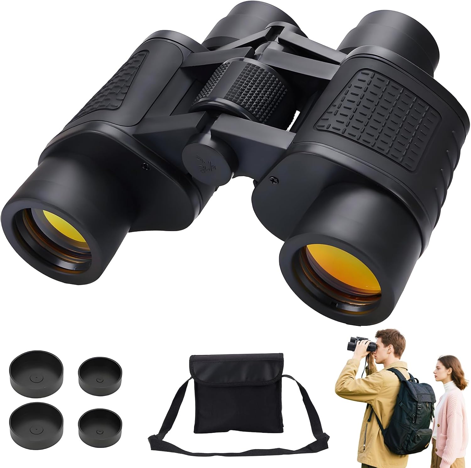 Bird Watching Binoculars for Adults and Kids,Waterproof HD Binocular Professional with Low Light Night Vision High Powered Mini Binoculares for Bird Watching Hunting Concert Theater Camping (80 * 80)