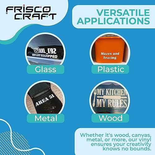 Miniatura 3 de Frisco Craft Vinilo permanente negro mate rollo de vinilo negro de 24 x 30 pies hojas de vinilo adhesivas compatibles con Silhouette y Cameo