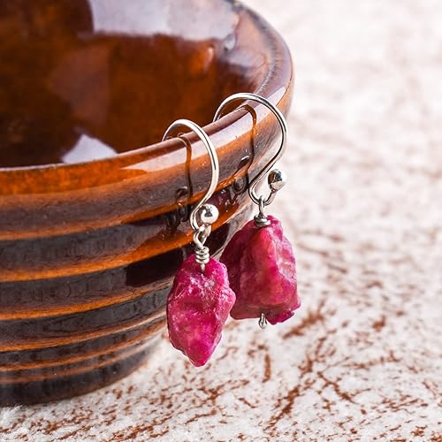 Miniatura 27 de Natural Raw Herkimer Diamond Earrings, Rough Gemstones, Minimalist Jewelry, Dangling Earrings, Rhodium Plated, 925 Sterling Silver, April