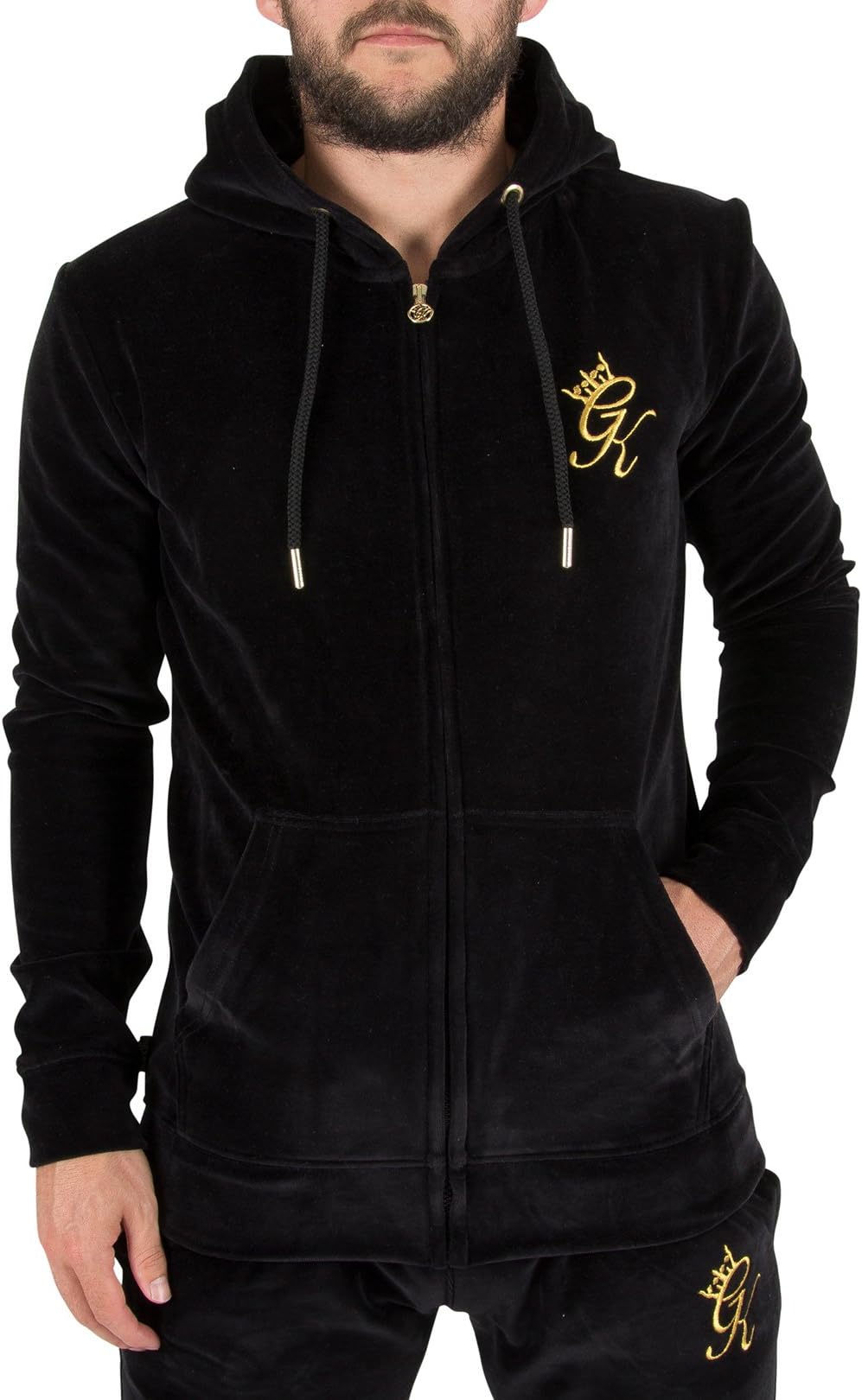 Gym King Velour Tracksuit Top Black