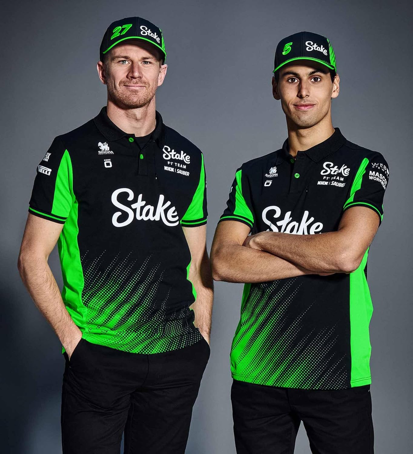 Code Zero Stake F1 Kick Sauber 2025 Men's Team Polo Shirt (XL) Black - Image 2