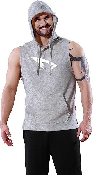 DITOK Sleeveless Hoodies for Men Tank Tops Boxing Hoodies Gym Muscle Cut Off T Shirts for Bodybuilding Athletic Training