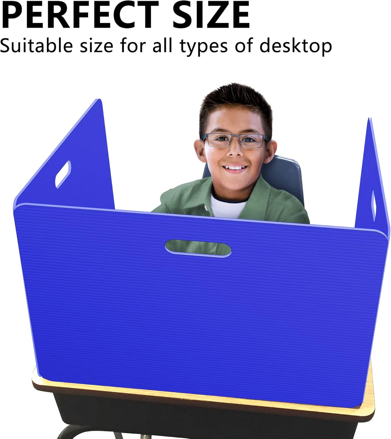 Privacy Shields 12 Pack Blue Durable Easy Carry Plastic Desk Dividers-Easy to Disinfect Classroom Dividers-Portable Divider-Re-usable Privacy Divider