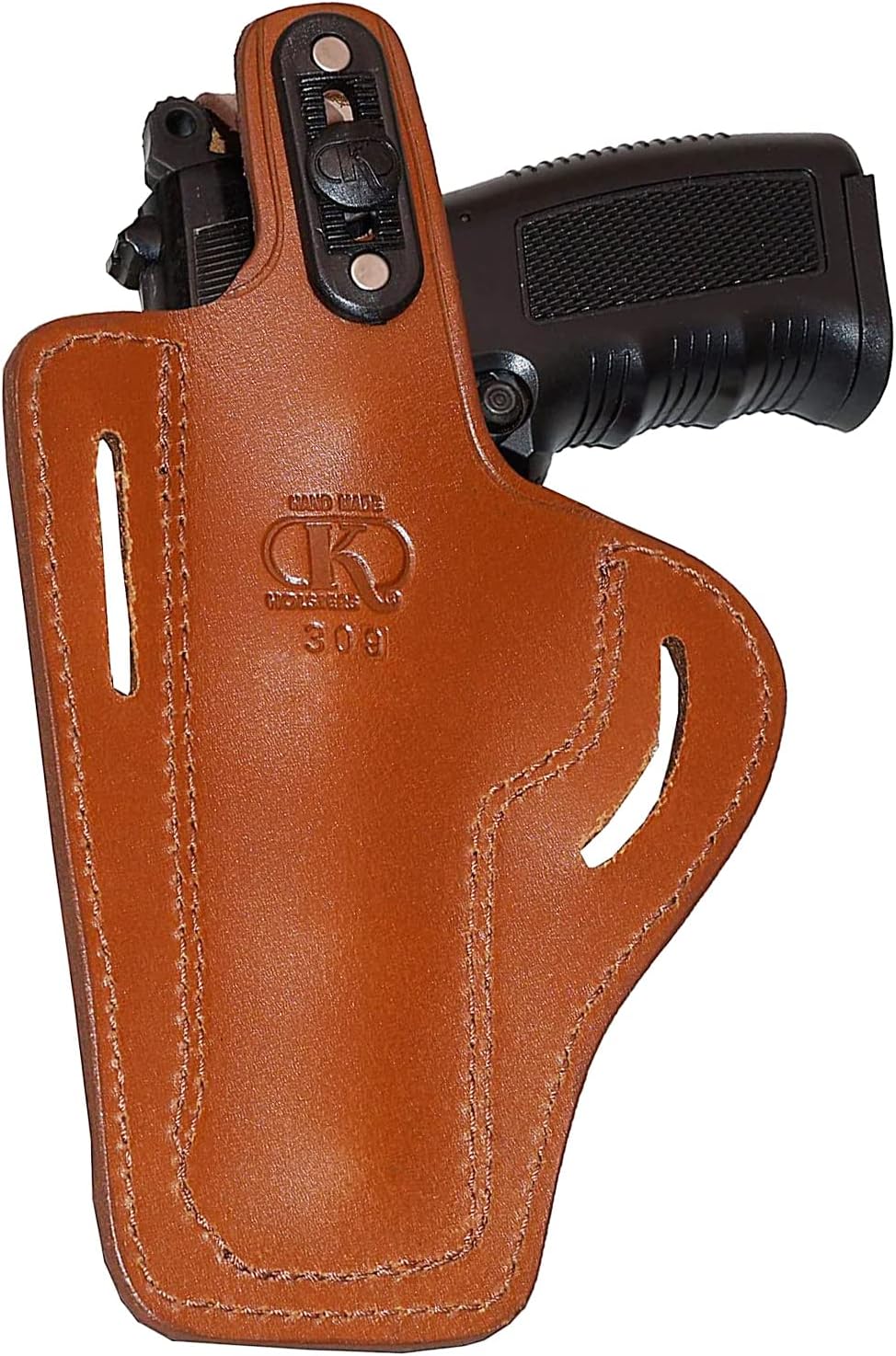 Browning HP Leather Holster, 2 Slot Pancake OWB Leather Holster Thumb Break Right Hand Handmade!