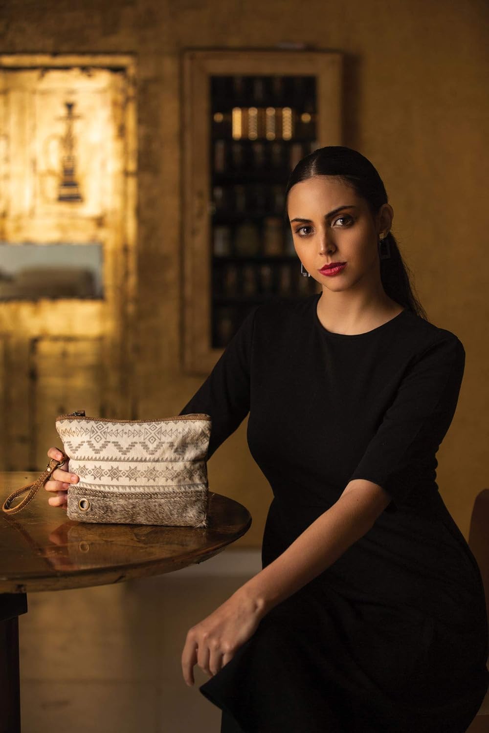 Myra Bag Foxy Tribe Upcycled Canvas Wristet Pouch Bag S-1240