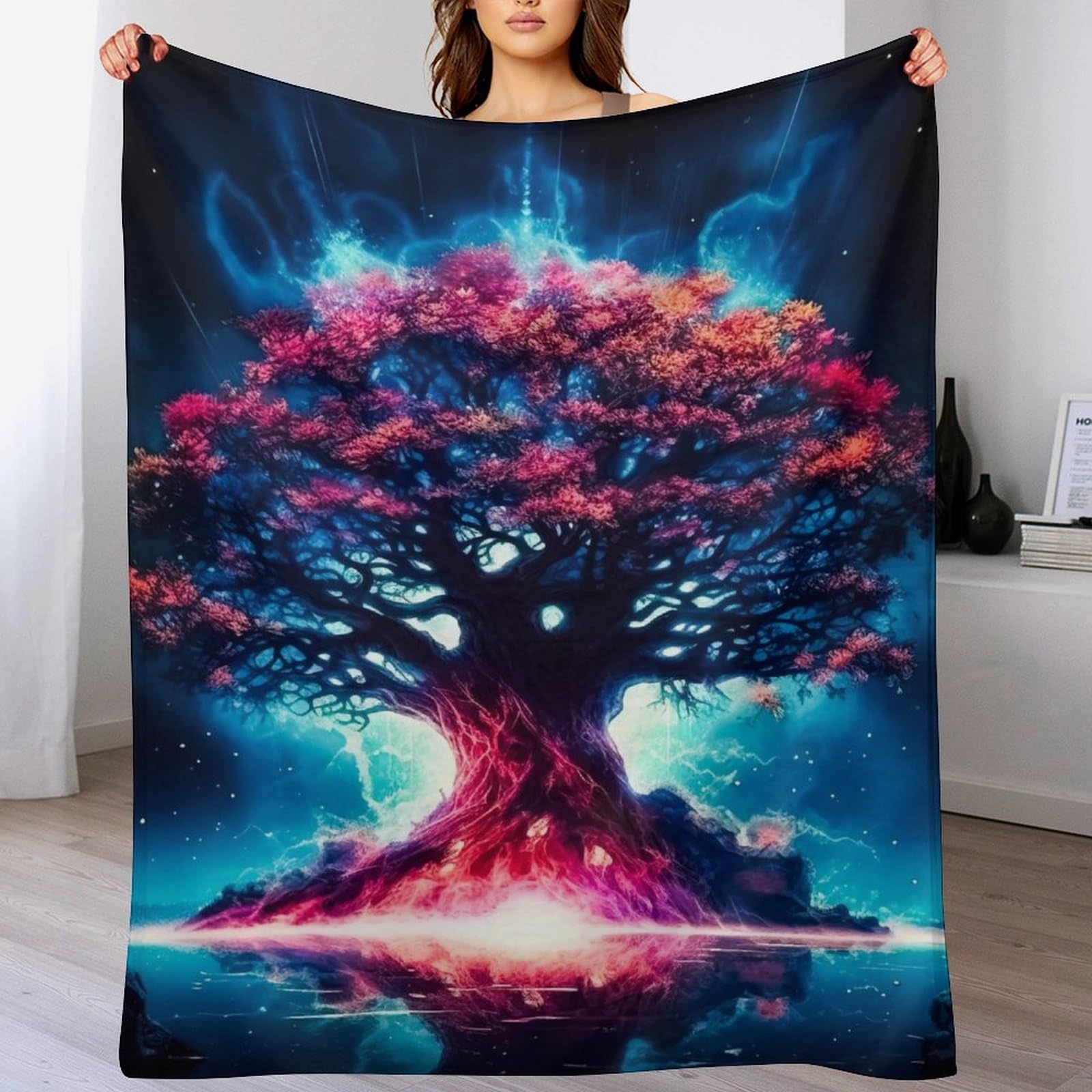 Couverture canapé Arbre de Vie plaid plaid polaire chaud flanelle douceur cocooning salon 130x150