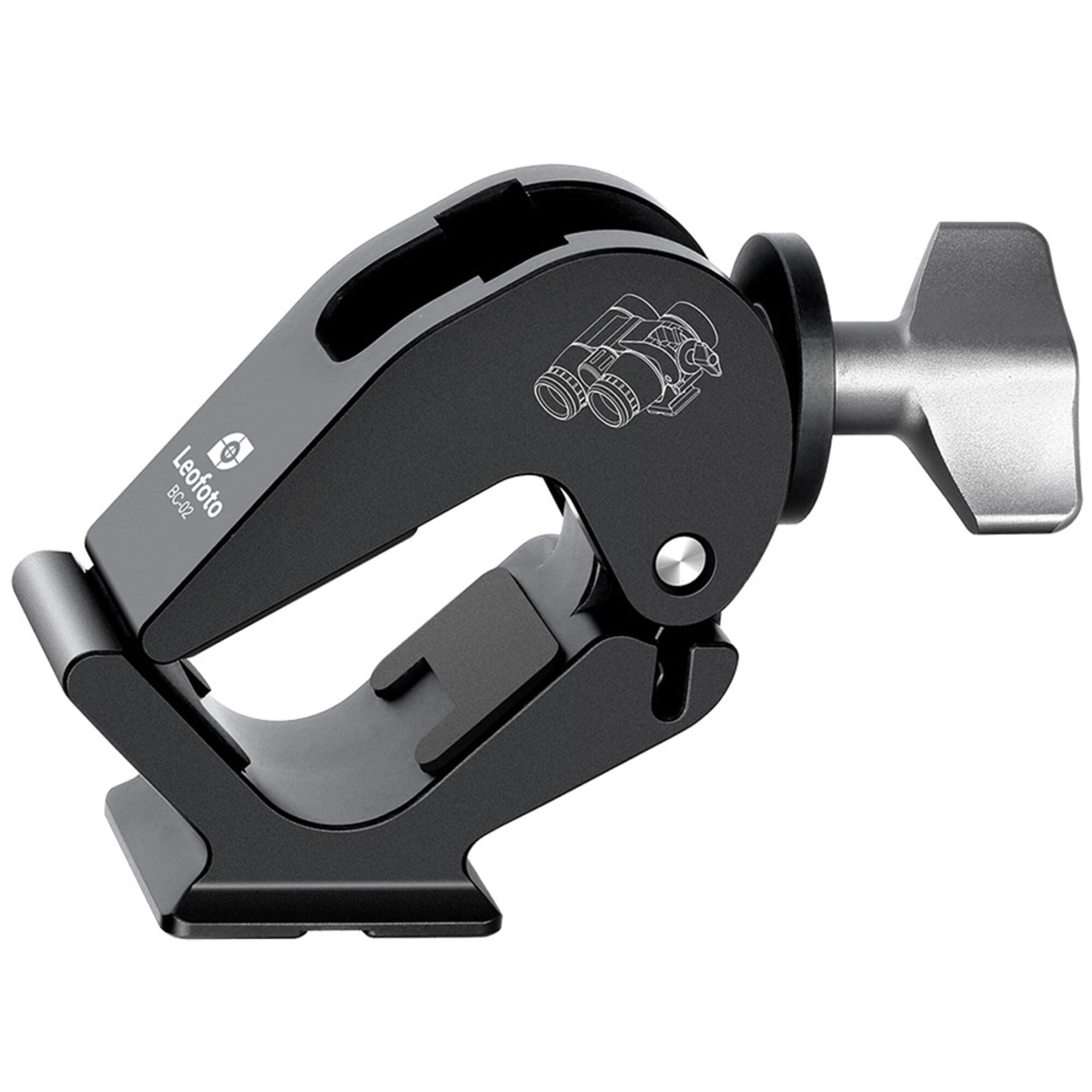 Leofoto Black Bc-02 Binocular Adapter, For Diameter 28-60Mm Binocular, 1/4" And 3/8" Mounting Thread, Arca Compatible