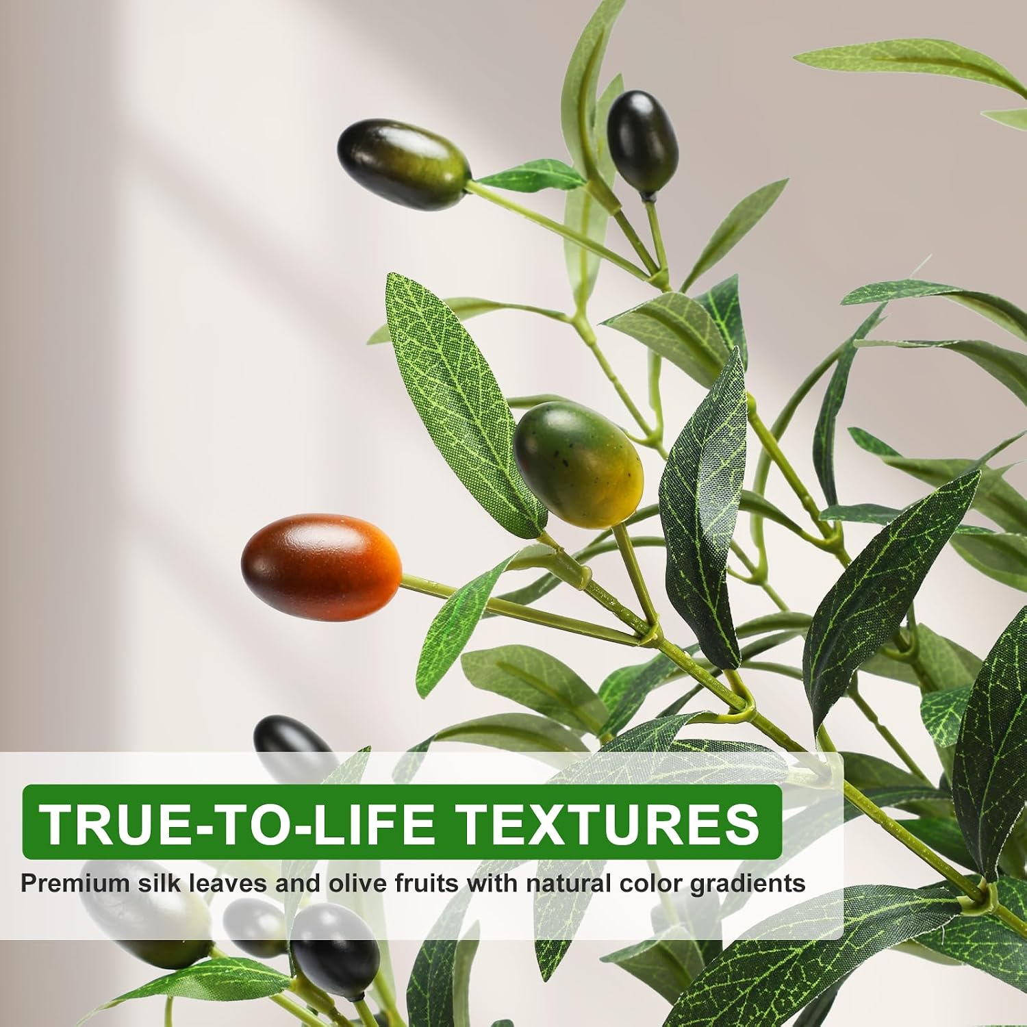 7FT Artificial Olive Tree with Lights & Planter, Tall Faux Olive Plant