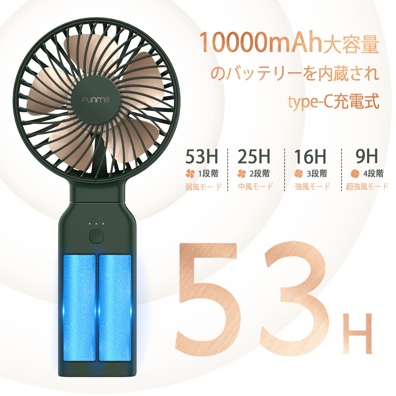 Amazon.co.jp: Funme Portable Fan, Handheld Fan, 2023 Model, 10,000 mAh,  Large Capacity, Cool Bathing, Mini Handy Fan, Tabletop Stand, Adjustable  Air Flow, Lightweight and Convenient, Stylish, USB Fan, USB Rechargeable,  Convenient to
