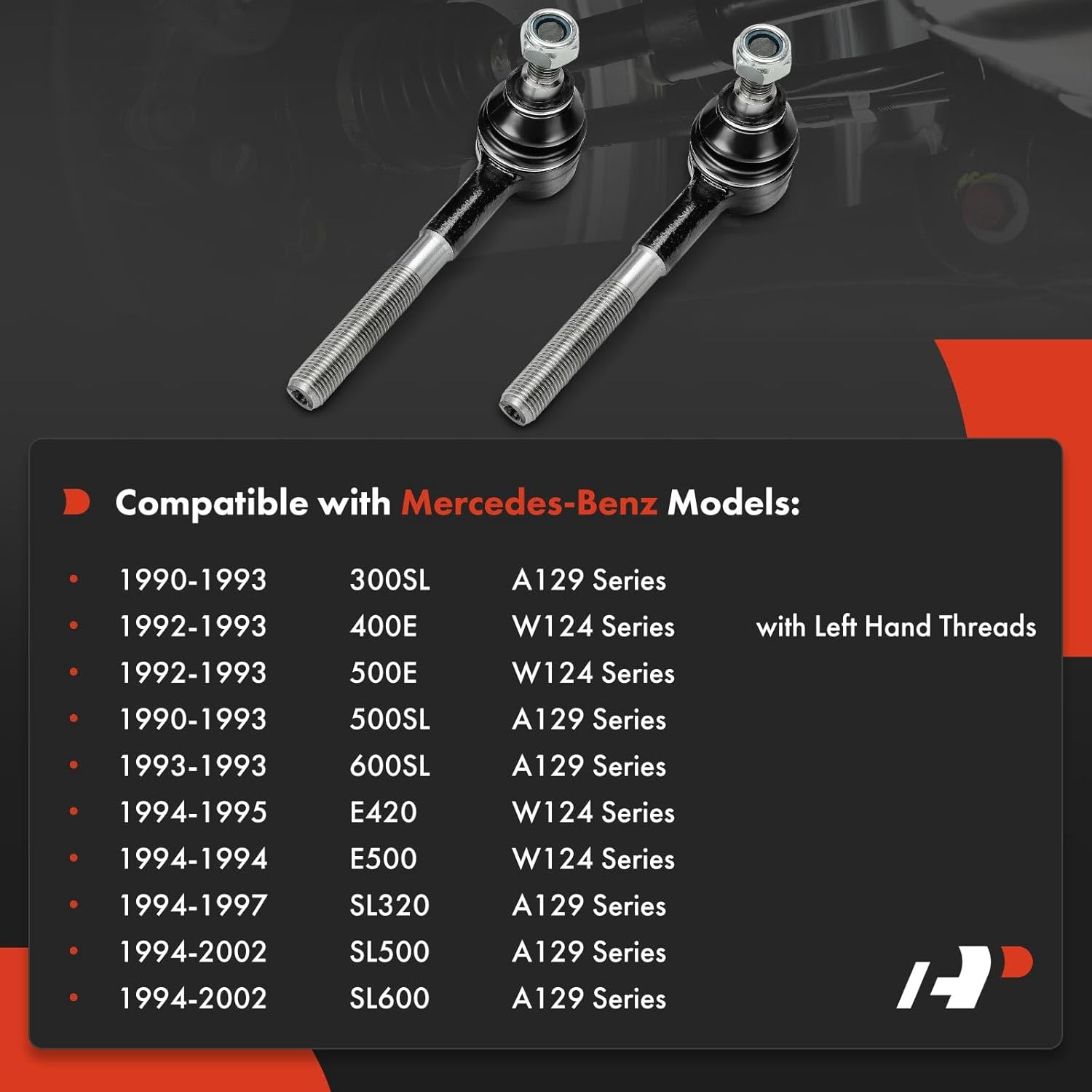 A-Premium 2 x Front Inner Tie Rod Ends, Compatible with Mercedes-Benz 300SL 1990-1993, 400E 1992-1993, 500E 1992-1993, 500SL 1990-1993, 600SL 1993, E420 1994-1995, E500 1994, SL320, SL500, SL600