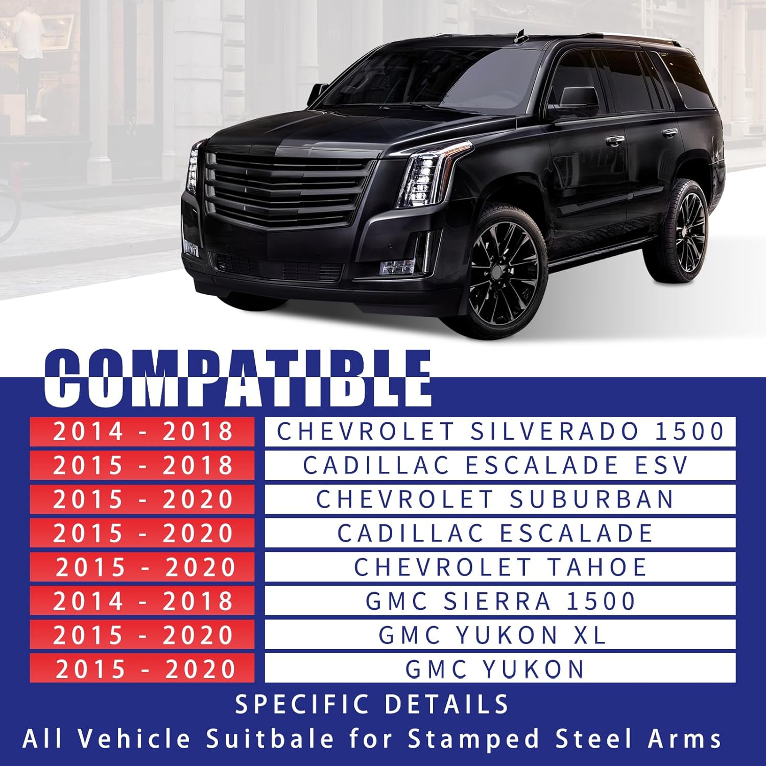 4pcs Suspension Kit Front Left Right Upper Control Arm Ball Joint Assembly Replacement for Chevy Silverado1500 SuburbanTahoe Cadillac Escalade ESV GMC Sierra1500 YUKON XL