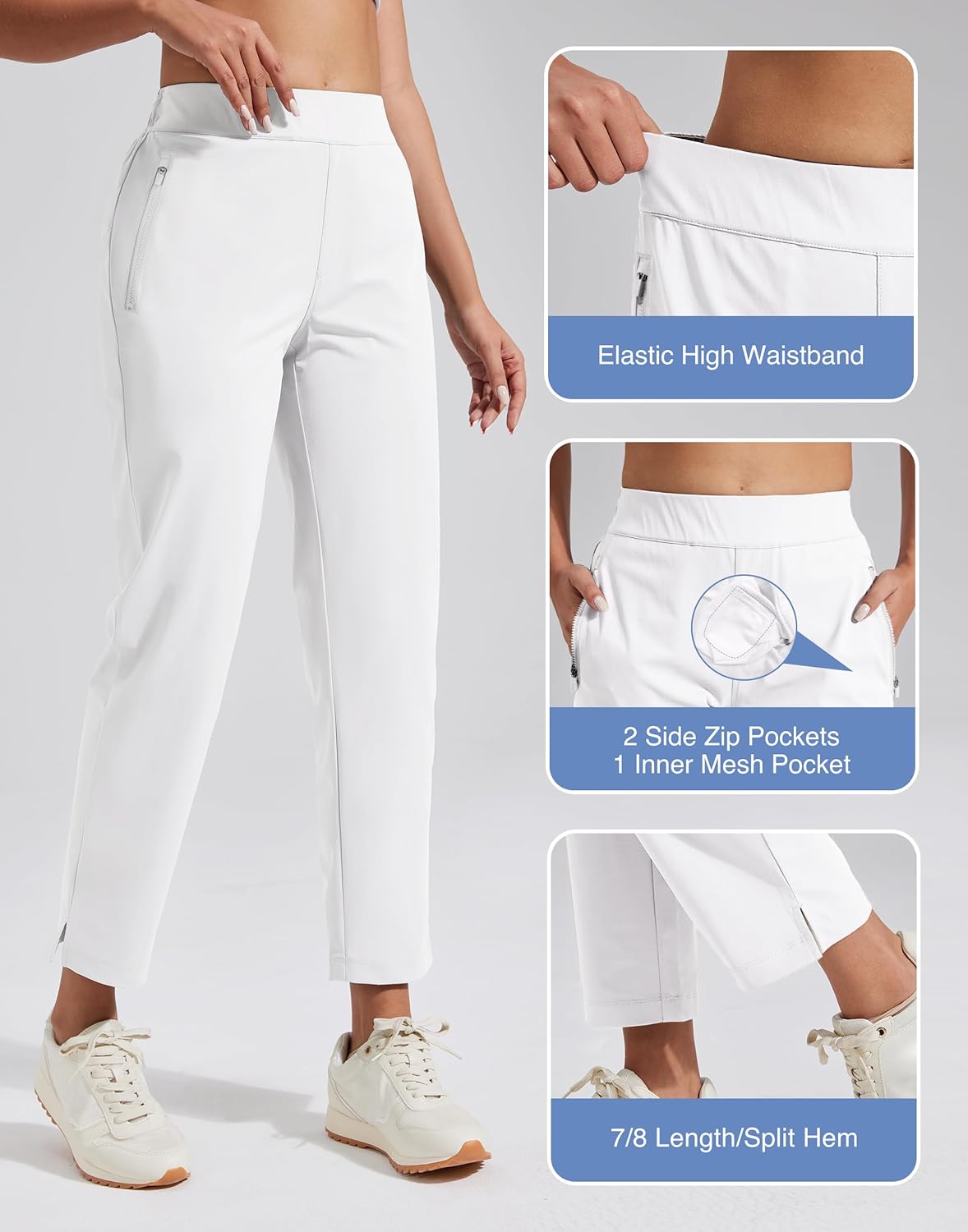 Pioneer Camp Womens Golf Pants with Zip Pockets High Waisted Stretch 7/8 Ankle Dress Work Business Casual Slacks Travel Pants - Image 3