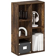 Furinno LUDER Book Shelf, 5-Cube Bookshelf, Open Storage Shelf Bookcase, Easy Assembly, 9.4" x 19.7" x 31.5", for Living Room, Bedroom, Home Office, Amber Pine