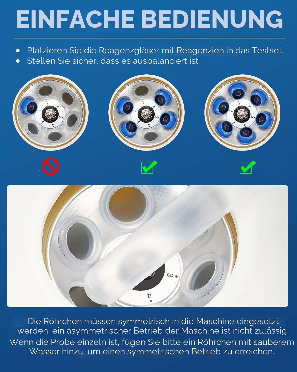 Mxmoonant Laborzentrifuge, 4000rpm, 6x20ml, 1790xg, 60min Timer, 4kg, φ245x215, geeignet für 20ml/15ml/10ml/5ml Teströhrchen, für Trennung von Proben, Qualitative Analyse (EU Stecker)
