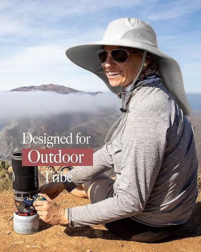 Miniatura 8 de Sombrero de pesca para senderismo y hombre, impermeable, de nailon con solapa grande para el cuello, UPF 50+, para mujeres y hombres