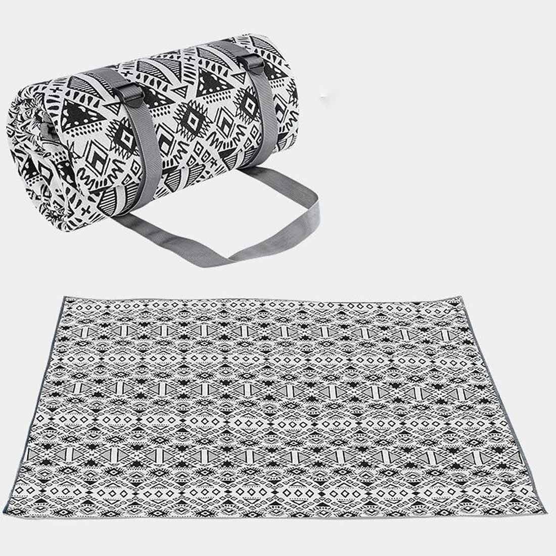 Picnic Basket 57x78in Outdoor Waterproof Picnic Mat or Yoga Mat Camping Basket Accessories for Family Picnic, Beach, Park (Black)