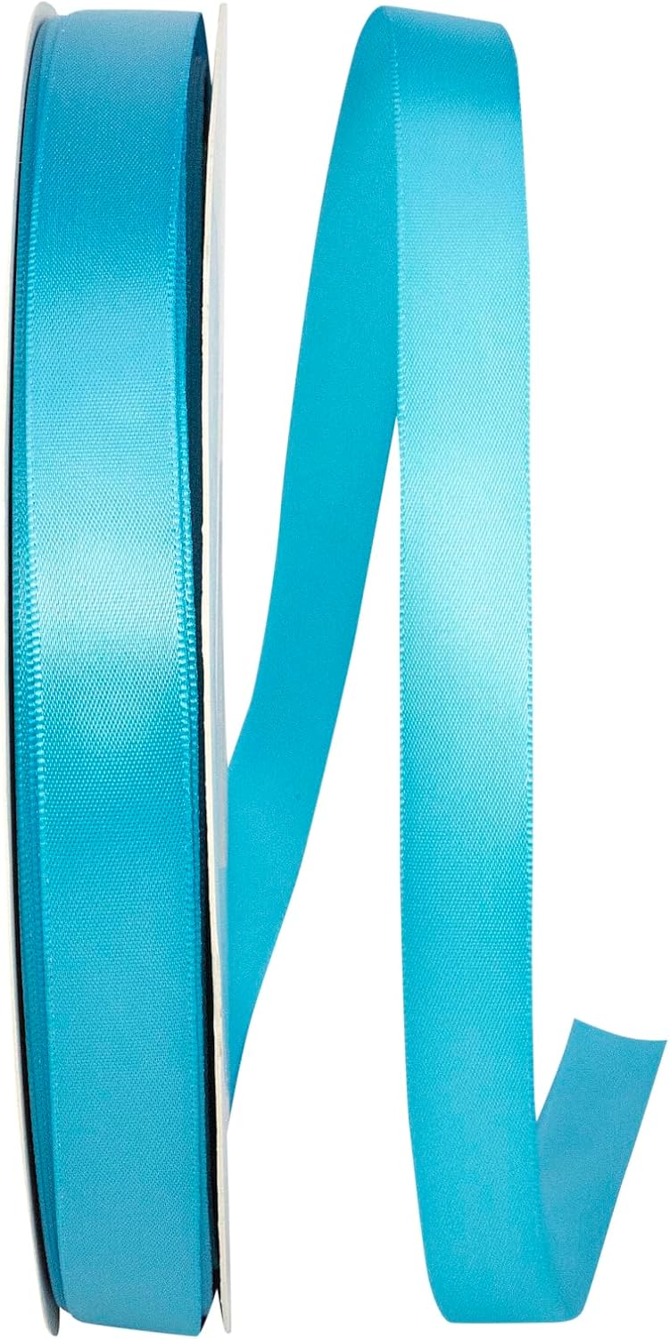 Reliant Ribbon 4950-913-03C Double Face Satin Ribbon, 5/8 Inch X 100 Yards, Turquoise