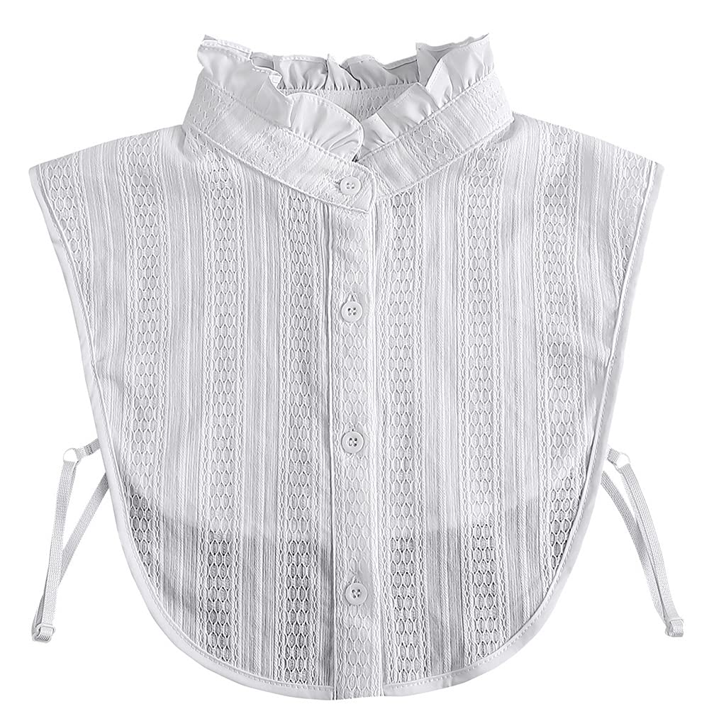 LoudSung Fake Collar Detachable Half Shirt Blouse False Collar Cotton Elegant Design for Women Girls