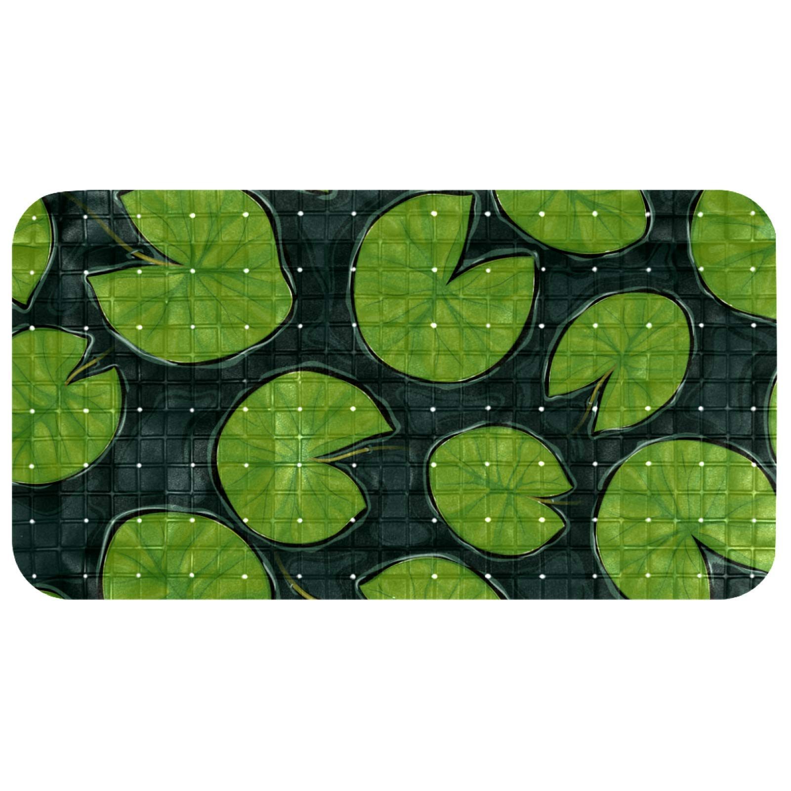 Tapis de salle de bain haut de gamme feuille de lotus vert 37,5 x 68,5 cm
