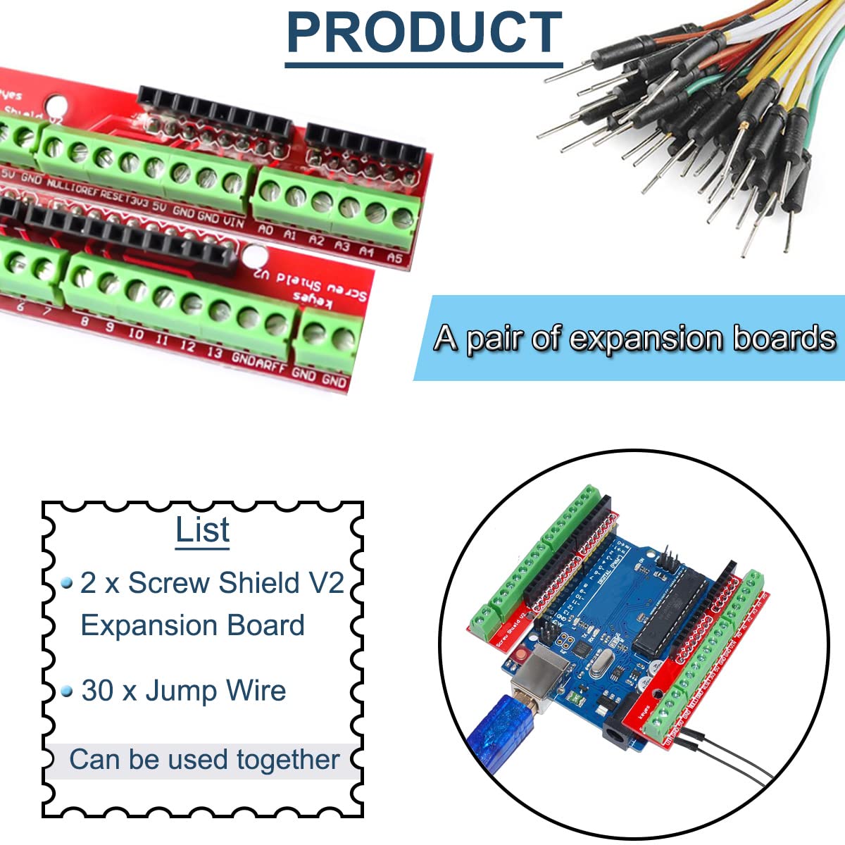 DAOKAI 2PACK Screw Shield V2 Terminal Block Expansion Board